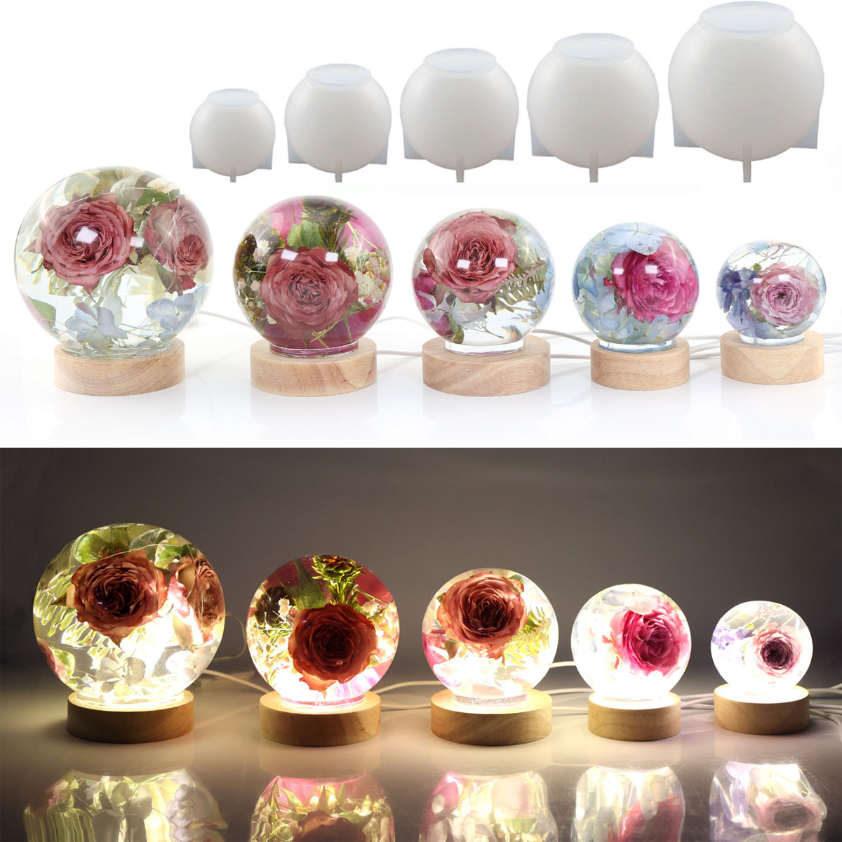 Resin Art Tools - 65-120mm Sphere Ball Silicone Mold For
