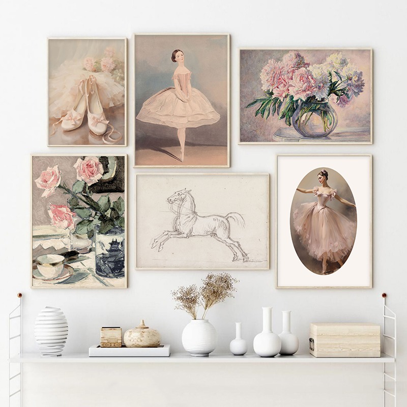 Resin Art Of Flowers - Girl Ballet Art Pink Vintage Nursery
