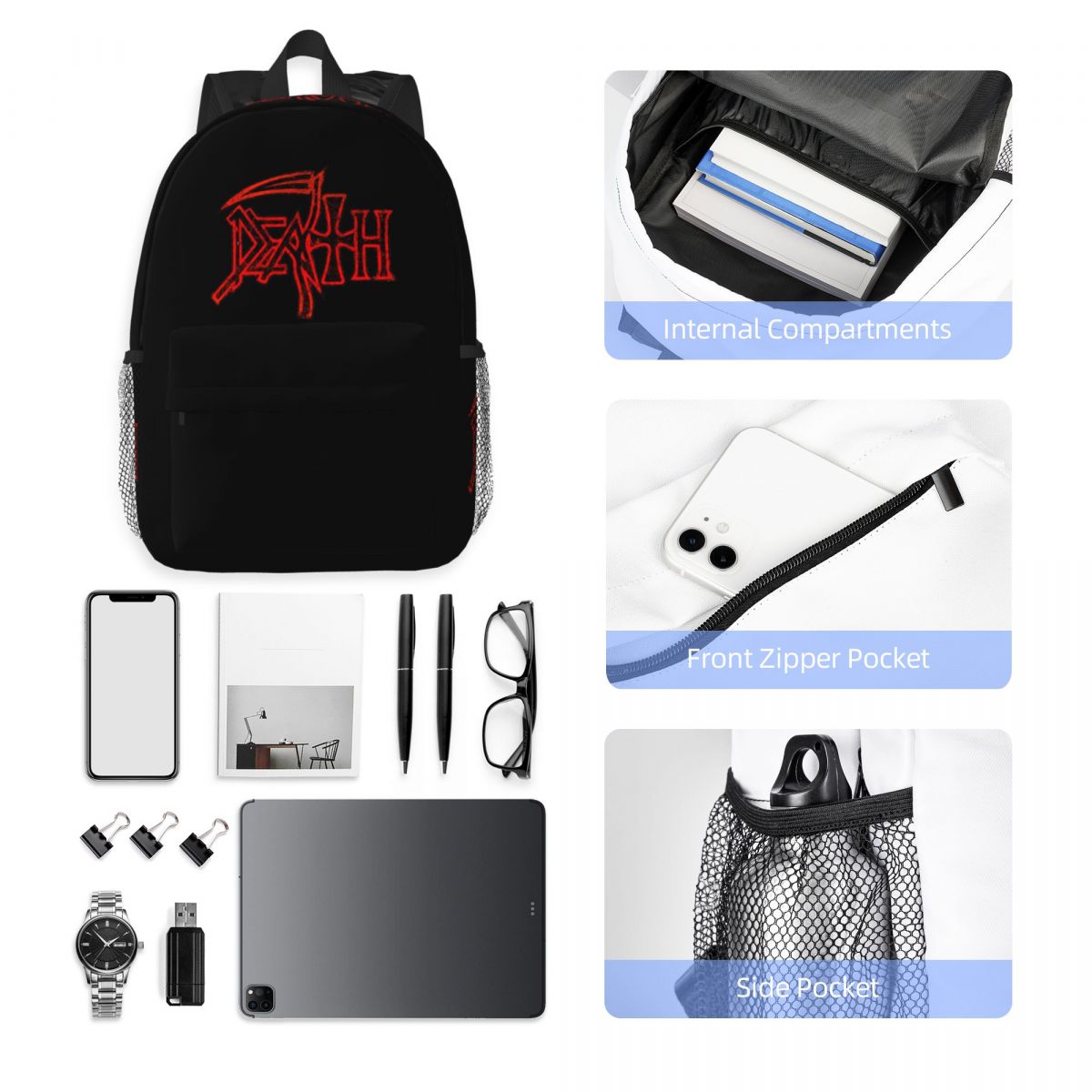 Death Band Logo Backpack Stude - Resin Art Logo review and price