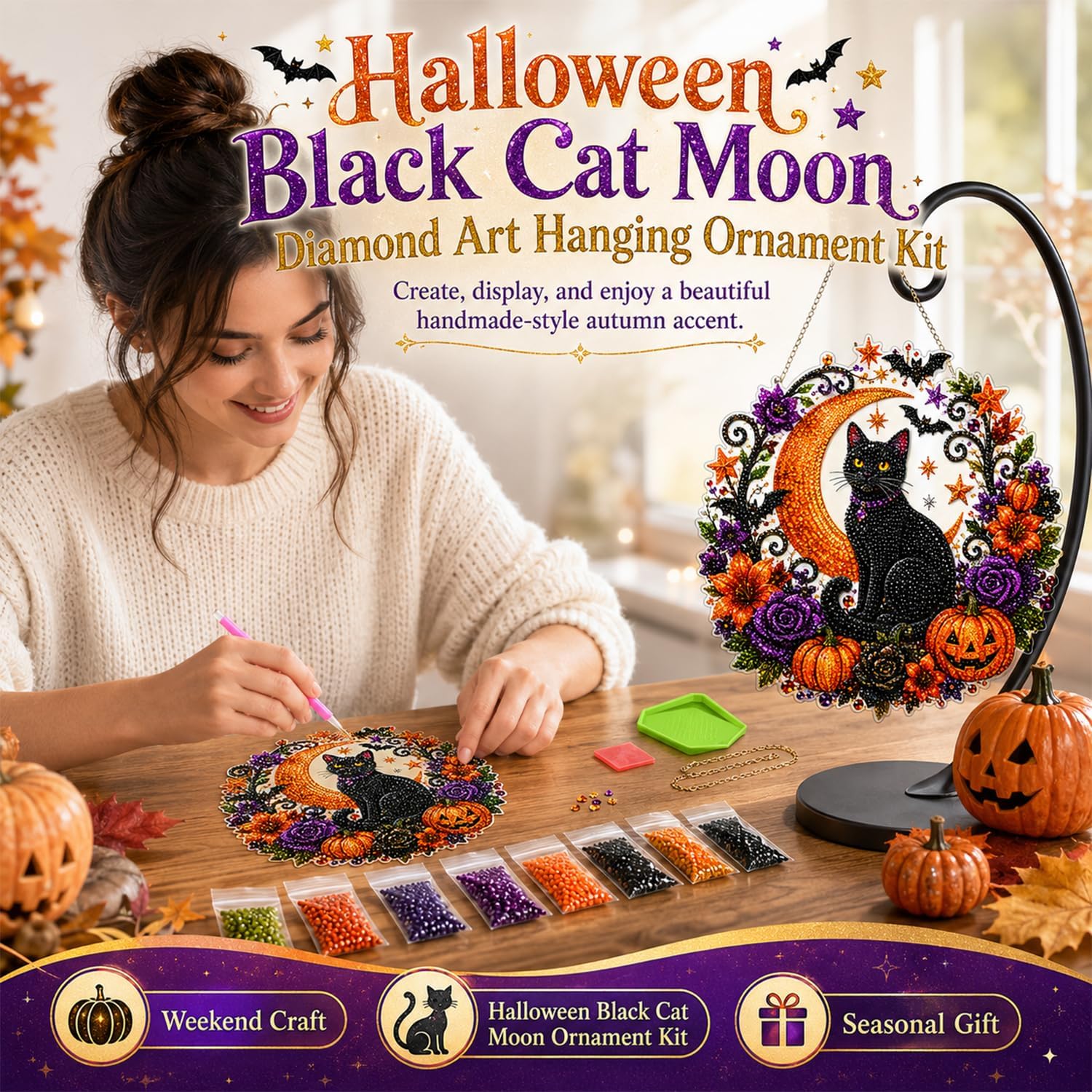 Halloween Pumpkins Diamond Art - Resin Art Of Flowers review and price