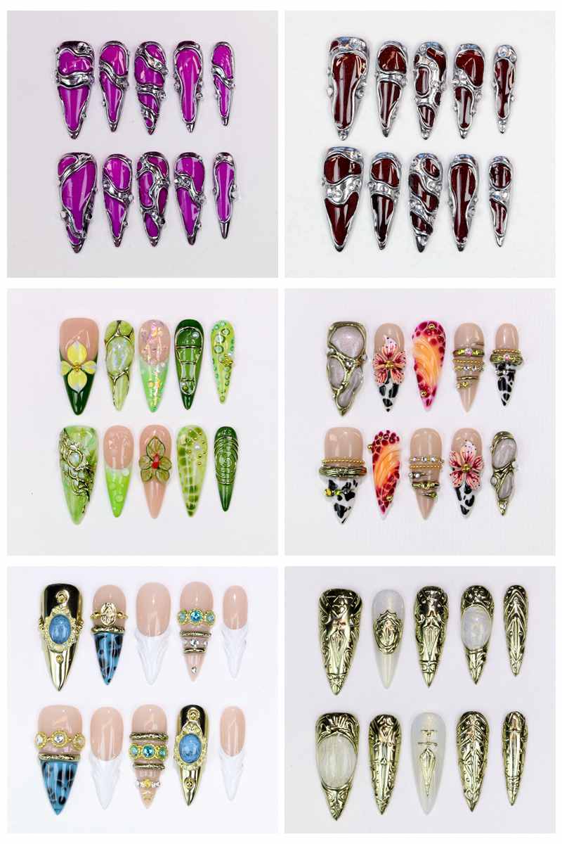 10Pcs Long Stiletto Press-On N - Resin Art Of Flowers review and price