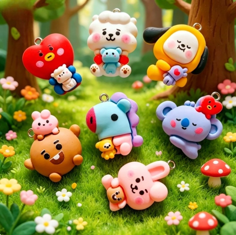 7pcs BT21 Resin Cartoon Charm  - Resin Art Engagement review and price